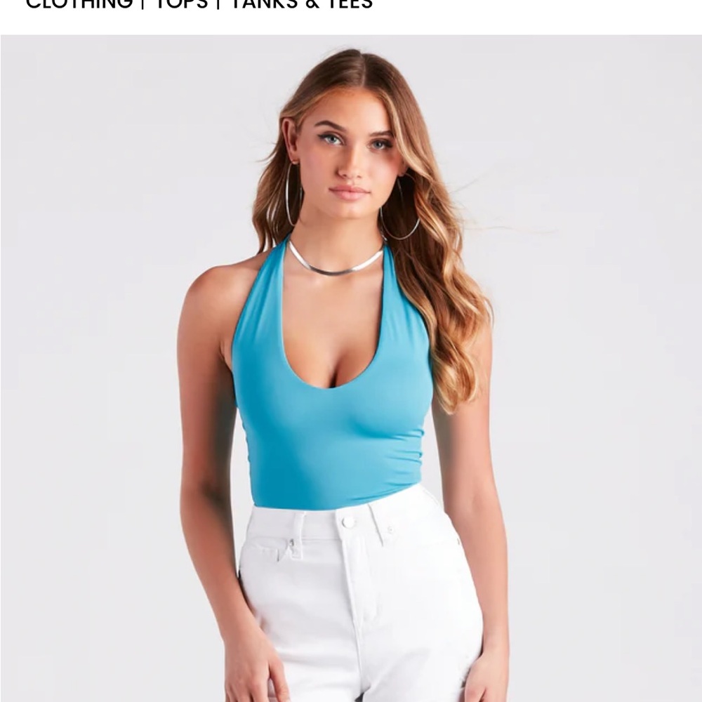 Windsor Smooth Silhouette Plunge Halter Bodysuit Size Small